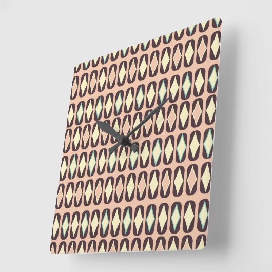 Seamless geometric pattern in dark brown leaf  スクエア壁時計 (傾斜)