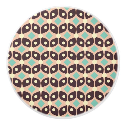 Seamless geometric pattern in dark brown leaf  セラミックノブ (正面)