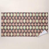 Seamless geometric pattern in dark brown leaf  ビーチタオル (正面)