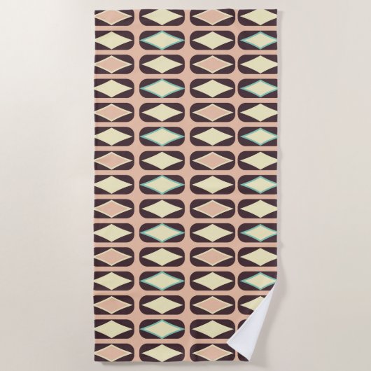 Seamless geometric pattern in dark brown leaf  ビーチタオル (正面)