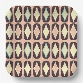 Seamless geometric pattern in dark brown leaf  ペーパープレート