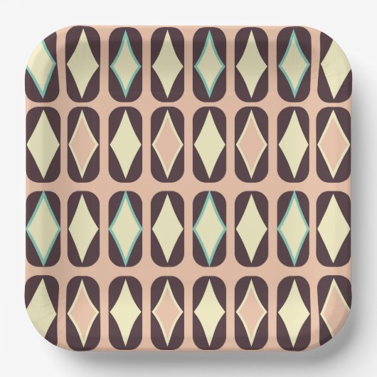 Seamless geometric pattern in dark brown leaf  ペーパープレート (正面)