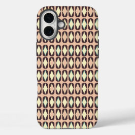 Seamless geometric pattern in dark brown leaf  iPhone 16 plusケース