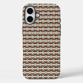 Seamless geometric pattern in dark brown leaf  iPhone 16 plusケース