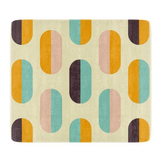 Seamless geometric pattern in retro vibes カッティングボード (正面)