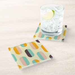 Seamless geometric pattern in retro vibes ガラスコースター