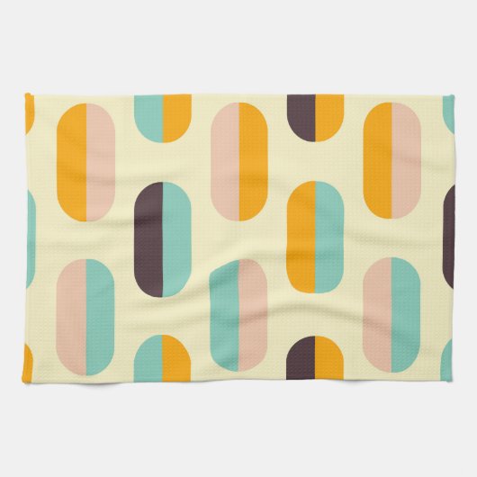 Seamless geometric pattern in retro vibes キッチンタオル (横)