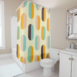 Seamless geometric pattern in retro vibes シャワーカーテン