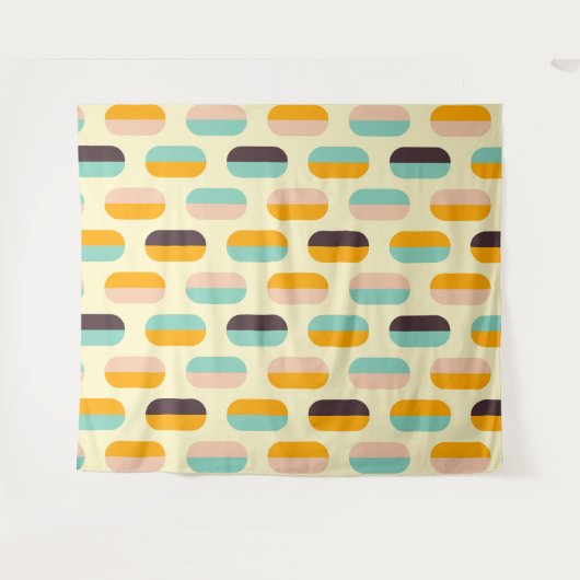 Seamless geometric pattern in retro vibes タペストリー (正面(横))