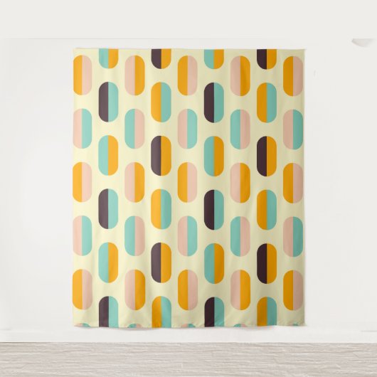 Seamless geometric pattern in retro vibes タペストリー (正面)