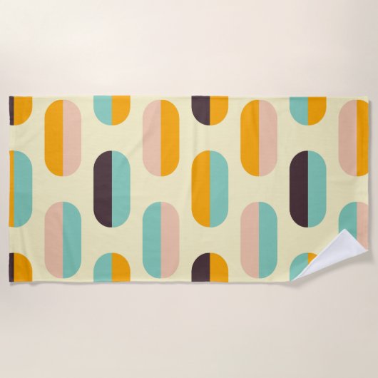 Seamless geometric pattern in retro vibes ビーチタオル (正面)
