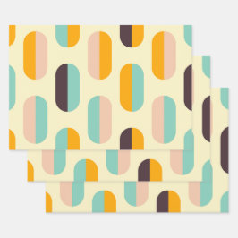 Seamless geometric pattern in retro vibes ラッピングペーパーシート