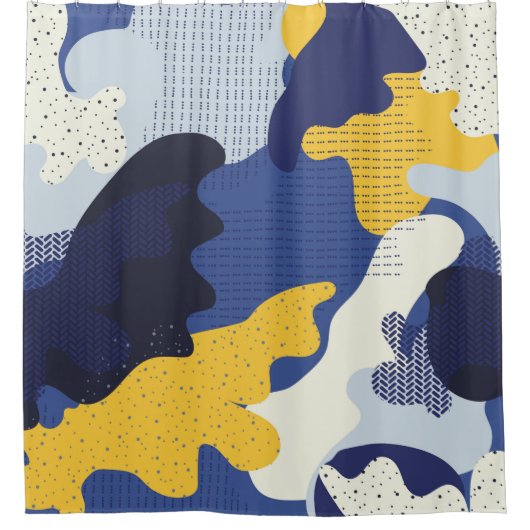 Seamless geometric pattern with abstract camouflag シャワーカーテン (正面)