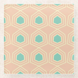 Seamless geometric pattern with teal pentagons ガラスコースター