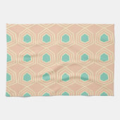 Seamless geometric pattern with teal pentagons キッチンタオル (横)