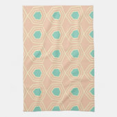 Seamless geometric pattern with teal pentagons キッチンタオル (縦)