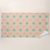 Seamless geometric pattern with teal pentagons ビーチタオル (正面)