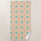Seamless geometric pattern with teal pentagons ビーチタオル (正面)