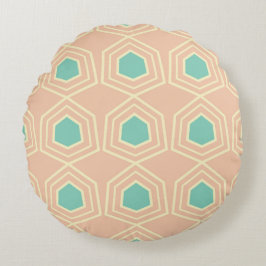 Seamless geometric pattern with teal pentagons ラウンドクッション