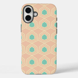 Seamless geometric pattern with teal pentagons iPhone 16 plusケース