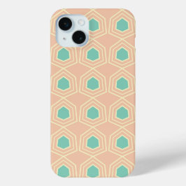 Seamless geometric pattern with teal pentagons iPhone 15 miniケース