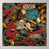 Seamless Graffiti background. Colorful seamless pa ポスター (正面)