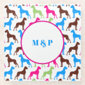 seamless Great Dane pattern ガラスコースター (正面)