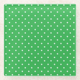 Seamless green background polka dot pattern ガラスコースター