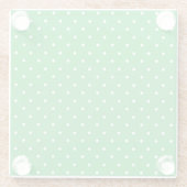 Seamless green background polka dot pattern ガラスコースター (裏面)