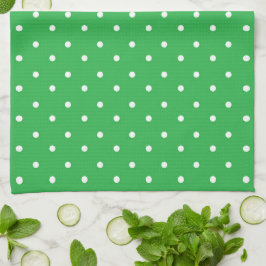 Seamless green background polka dot pattern キッチンタオル
