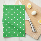 Seamless green background polka dot pattern キッチンタオル (四つ折り)