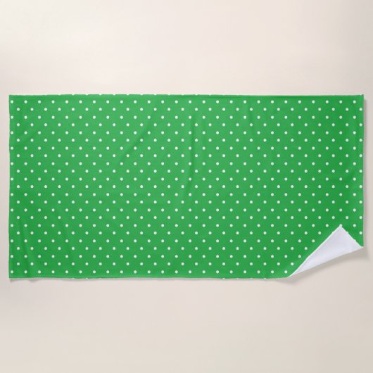 Seamless green background polka dot pattern ビーチタオル (正面)