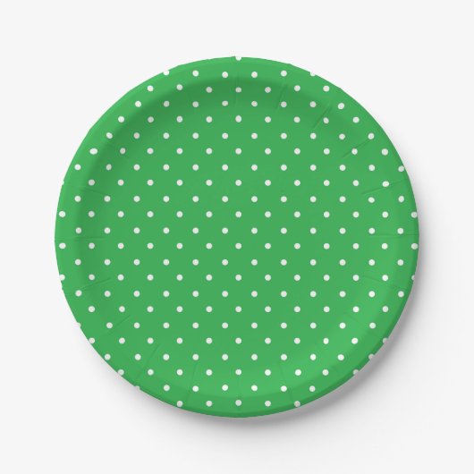 Seamless green background polka dot pattern ペーパープレート (正面)