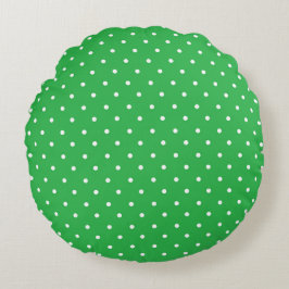 Seamless green background polka dot pattern ラウンドクッション