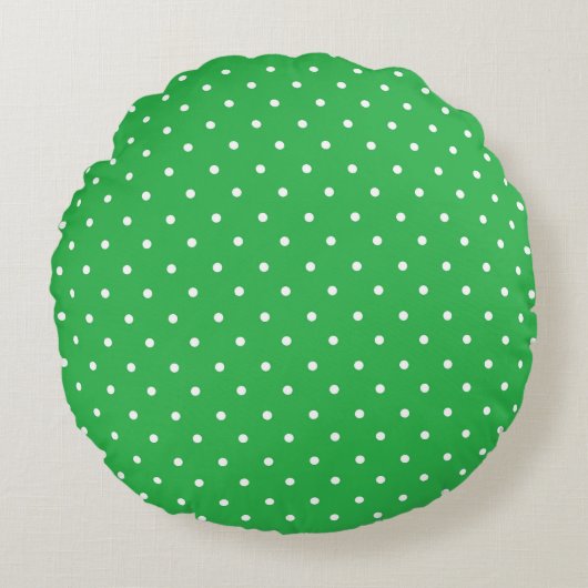 Seamless green background polka dot pattern ラウンドクッション (正面)