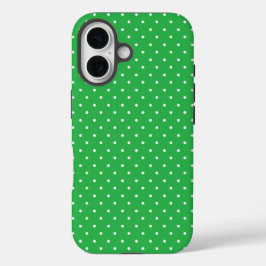 Seamless green background polka dot pattern iPhone 16ケース