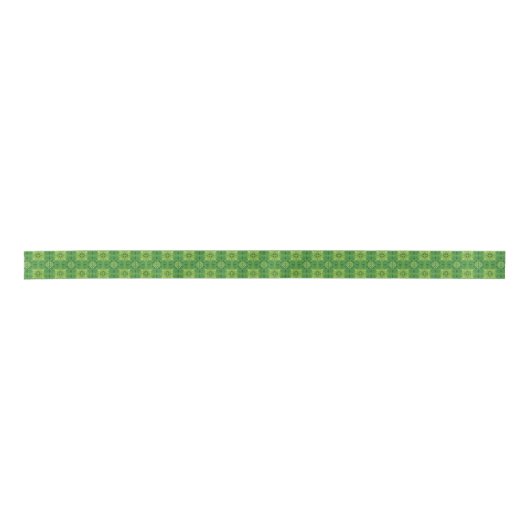 Seamless green floral pattern with symmetrical サテンリボン (正面)