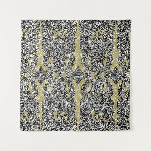seamless grunge Cambodian floral patternethnic,ab タペストリー (正面)