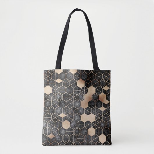Seamless grungy hexagon pattern isometric geometry トートバッグ (正面)