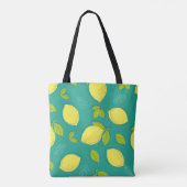 Seamless Hand Drawn Lemon with Leaves Pattern in B トートバッグ (裏面)