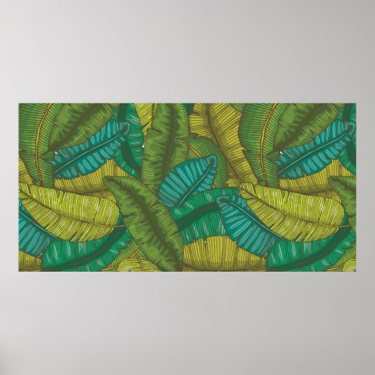 Seamless hand drawn pattern with banana leaves / t ポスター (正面)