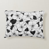 Seamless hand drawn pattern with hibiscus flowers アクセントクッション (裏面)