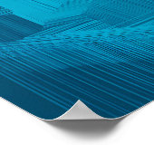  Seamless High-Contrast Cyan Grid Tiling Pattern ポスター (角)