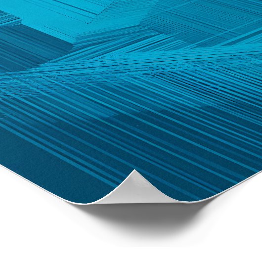  Seamless High-Contrast Cyan Grid Tiling Pattern ポスター (角)