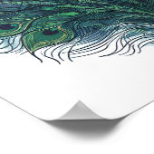 Seamless High-Contrast Peacock Plume Pattern ポスター (角)