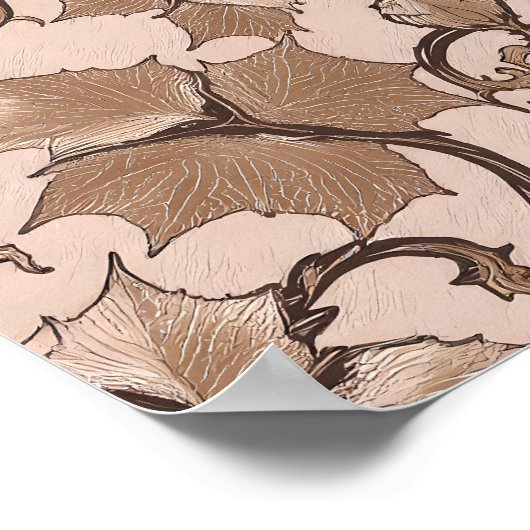 Seamless High-Contrast Sepia Ivory Tiling Pattern ポスター (角)