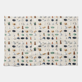 Seamless isometric patterns of vases plants キッチンタオル