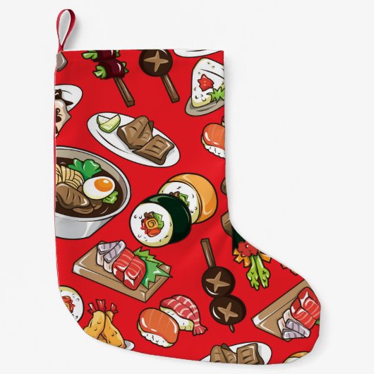 seamless Japanese food pattern スモールクリスマスストッキング (正面)