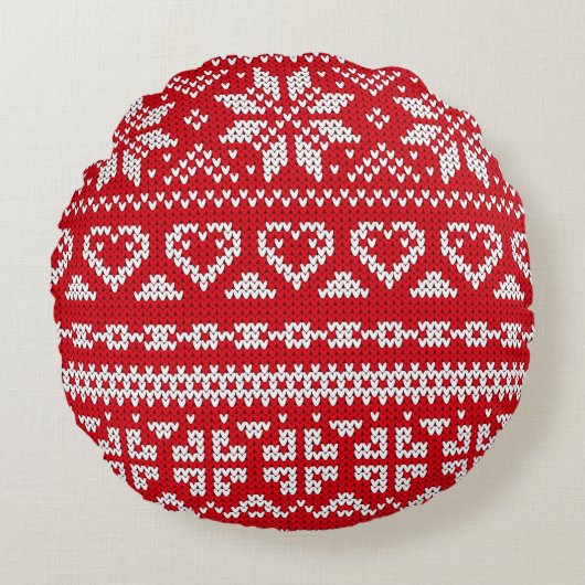 Seamless knitting pattern Norway festive sweater d ラウンドクッション (正面)