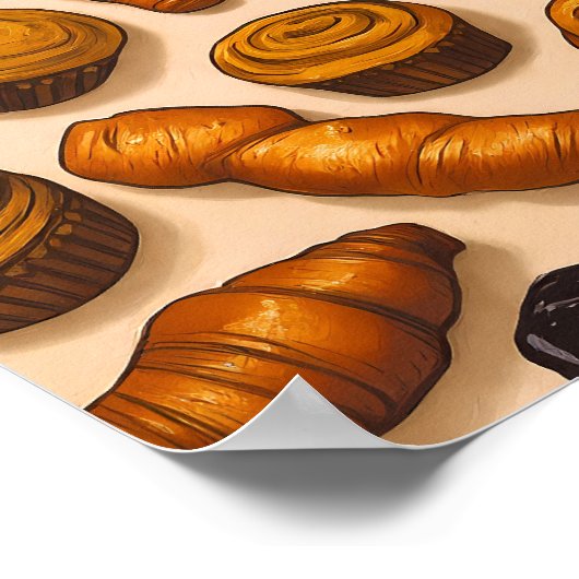 Seamless Laminated Dough Texture Fabric Pattern ポスター (角)